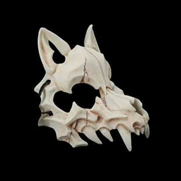 Animal Skeleton Half Mask Halloween Japanese Dragon God Werewolf Mask Cosplay Animal Skeleton Mask Unisex Resin Party Stage Show Mask