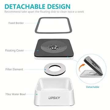 UPSKY Dog Water Bowl Upgrade 70oz Large Capacity No Spill Slow Feeder Vehicle Carried 2L Pet Water D...