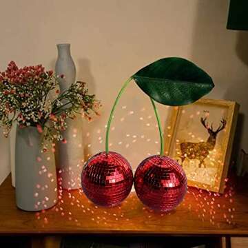 2023 New Cherry Shaped Disco Ball Decor - Handmade Mirror Glass Brick Cherry Disco Ball - Cool and F...
