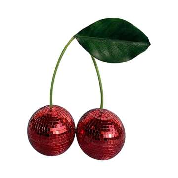 2023 New Cherry Shaped Disco Ball Decor - Handmade Mirror Glass Brick Cherry Disco Ball - Cool and Fun Hanging Party Disco Ball - Cherry Disco Ball for Big Party Home Decoration (Silver, 10cm/4in)