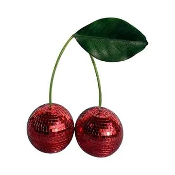 2023 New Cherry Shaped Disco Ball Decor - Handmade Mirror Glass Brick Cherry Disco Ball - Cool and Fun Hanging Party Disco Ball - Cherry Disco Ball for Big Party Home Decoration (Silver, 10cm/4in)