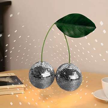 2023 New Cherry Shaped Disco Ball Decor - Handmade Mirror Glass Brick Cherry Disco Ball - Cool and Fun Hanging Party Disco Ball - Cherry Disco Ball for Big Party Home Decoration (Silver, 10cm/4in)