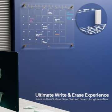 Clear Glass Dry Erase Calendar for Home & Office