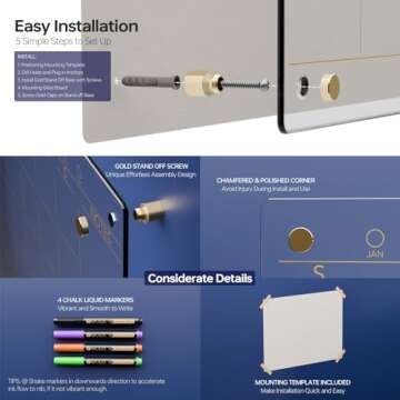 Clear Glass Dry Erase Calendar for Home & Office