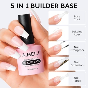 AIMEILI Builder Base & No Wipe Top Coat Gel Nail Polish Set