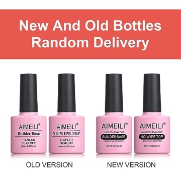AIMEILI Builder Base & No Wipe Top Coat Gel Nail Polish Set