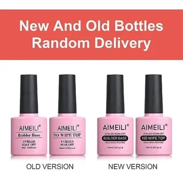 AIMEILI Builder Base & No Wipe Top Coat Gel Nail Polish Set