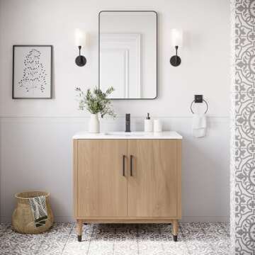 Sawyer 36" Single Freestanding Bathroom Vanity Cabinet - Elegant Mid-Century Modern Style