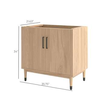 Sawyer 36" Mid-Century Bathroom Vanity in Sunburst Oak