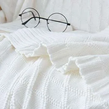 Cozy Cotton Knit Throw Blanket for Home Decor Comfort