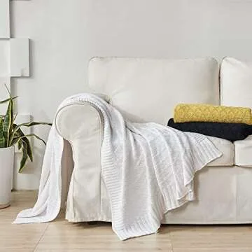 Cozy Cotton Knit Throw Blanket for Home Decor Comfort