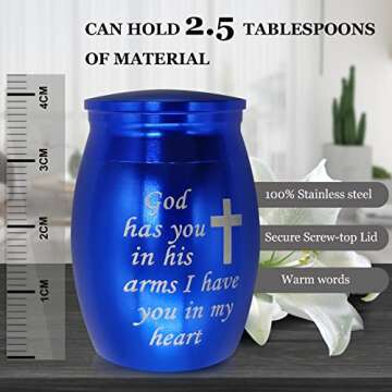 Small Urns for Ashes Keepsake Comes with Heart Box w/Light(Battery Replaceable)- Best Memorial Gifts for Loss of Loved One - Mini Cremation Urn w/Urn Necklace - Miniature Ashes Holder Tiny Sharing Urn