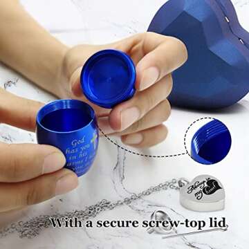 Small Urns for Ashes Keepsake Comes with Heart Box w/Light(Battery Replaceable)- Best Memorial Gifts for Loss of Loved One - Mini Cremation Urn w/Urn Necklace - Miniature Ashes Holder Tiny Sharing Urn