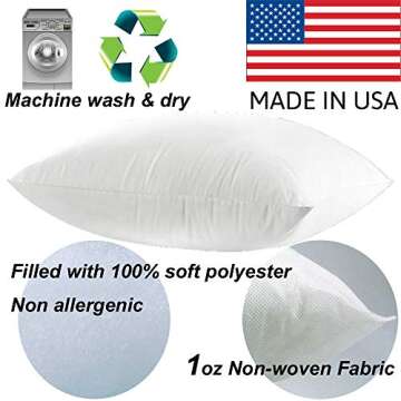 MSD 3 Pack Pillow Insert 28x28 Hypoallergenic Square Form Sham Stuffer Standard White Polyester Decorative Euro Throw Pillow Inserts for Sofa Bed - Made in USA (Set of 3) - Machine Washable and Dry