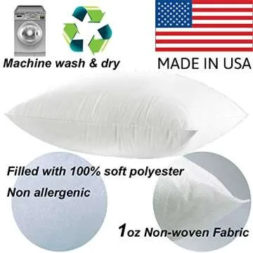 MSD 3 Pack Pillow Insert 28x28 Hypoallergenic Square Form Sham Stuffer Standard White Polyester Decorative Euro Throw Pillow Inserts for Sofa Bed - Made in USA (Set of 3) - Machine Washable and Dry