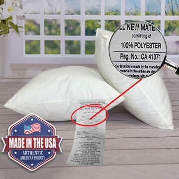 MSD 3 Pack Pillow Insert 28x28 Hypoallergenic Square Form Sham Stuffer Standard White Polyester Decorative Euro Throw Pillow Inserts for Sofa Bed - Made in USA (Set of 3) - Machine Washable and Dry