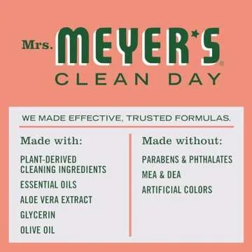 MRS. MEYER'S CLEAN DAY Organic Geranium Scent Liquid Hand Soap Refill, Vegan, 33 Ounces (Pack Of 3)