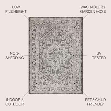 JONATHAN Y SMB101D-3 Sinjuri Medallion Textured Weave Indoor Outdoor Area Rug Coastal Bohemian Rusti...