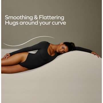 Ewedoos Long Sleeve Bodysuits for Women Scoop Neck Body Suits for Womens Tummy Control Soft Double Lined Bodysuit Tops