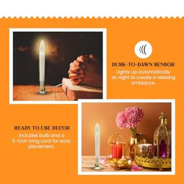 Elegant Electric Candle Lamp with Dusk to Dawn Sensor
