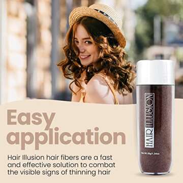 Hair Illusion Auburn Real Hair Fibers for Thinning Hair - 100% Natural Texture, Non Synthetic Hair F...