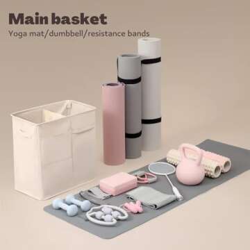 CANFOD Yoga Mat Storage Racks, Home Gym Storage Rack for Foam Roller, Yoga Strap, Thick Yoga Mats and Resistance Bands, Workout Equipment Corner Storage Organizer