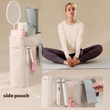 CANFOD Yoga Mat Storage Racks, Home Gym Storage Rack for Foam Roller, Yoga Strap, Thick Yoga Mats and Resistance Bands, Workout Equipment Corner Storage Organizer