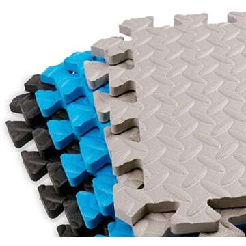 9HORN Exercise Mat/Protective Flooring Mats with EVA Foam Interlocking Tiles and Edge Pieces Suitable for Gym Equipment, Yoga, Surface Protection (Pink, 12 Tiles (~12sqf))