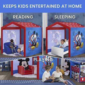 Disney Mickey Mouse Indoor Playhouse with Fabric Tent + Mickey Mouse Chair Desk with Storage Bin