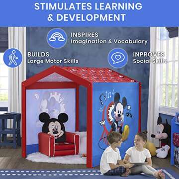 Disney Mickey Mouse Indoor Playhouse with Fabric Tent + Mickey Mouse Chair Desk with Storage Bin