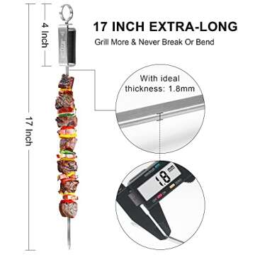 GRILLART Kabob Skewers - 10PCS Metal BBQ Skewers with Slider