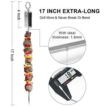 GRILLART Kabob Skewers - 10PCS Metal BBQ Skewers with Slider