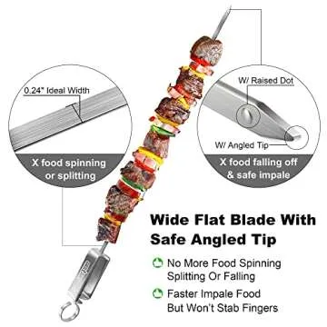 GRILLART Kabob Skewers - 10PCS Metal BBQ Skewers with Slider