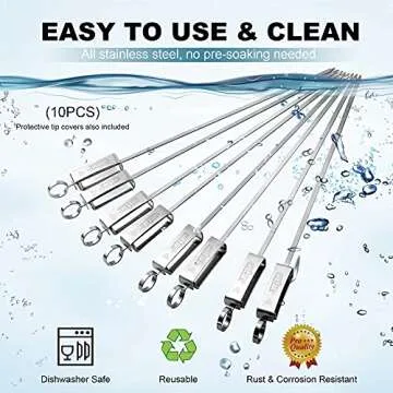 GRILLART Kabob Skewers - 10PCS Metal BBQ Skewers with Slider
