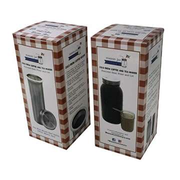 64oz Half Gallon Cold Brew Coffee and Tea Maker Stainless Steel Filter For Wide Mouth Mason Jar With...