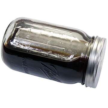 64oz Half Gallon Cold Brew Coffee and Tea Maker Stainless Steel Filter For Wide Mouth Mason Jar With Lid And 2 Silicone Seals | Fine Mesh Stainless Steel Cold Brew Coffee Maker Filter