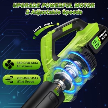 RYAHT Cordless Leaf Blower 21V with 2 Batteries and Charger