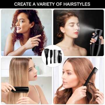 4pcs Curly Hair Brush Set for Adult & Kids Wet or Dry, Detangling Brush for 3/4ABC Hair with Detangl...