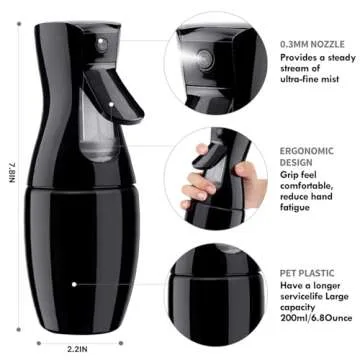 4pcs Curly Hair Brush Set for Adult & Kids Wet or Dry, Detangling Brush for 3/4ABC Hair with Detangler Spray Bottle & Wide Tooth Comb (3+1, Black)