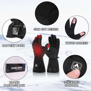 SAMLMAP Heated Gloves for Men Women Touchscreen Thermal Comfort