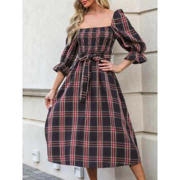 CUPSHE Women's Cute Plaid Maxi Dress for Parties