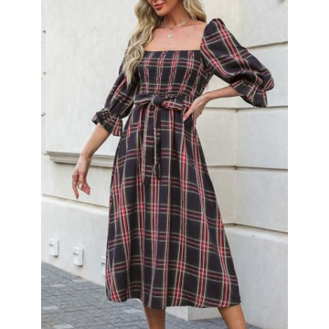 CUPSHE Women's Cute Plaid Maxi Dress for Parties