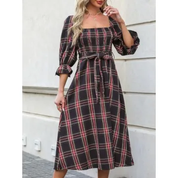 CUPSHE Women's Cute Plaid Maxi Dress for Parties