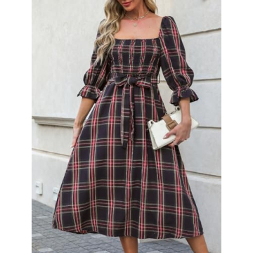 CUPSHE Women's Cute Plaid Maxi Dress for Parties