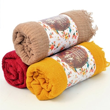 Wobe Women's Cotton Hemp Scarves - 3 Pcs Set