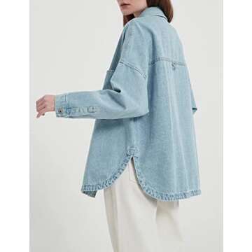 Stylish Women’s Oversized Button Up Denim Shacket
