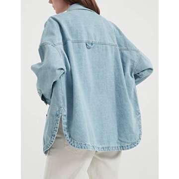 Stylish Women’s Oversized Button Up Denim Shacket