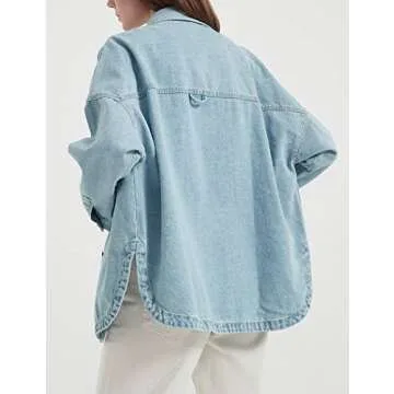 Stylish Women’s Oversized Button Up Denim Shacket
