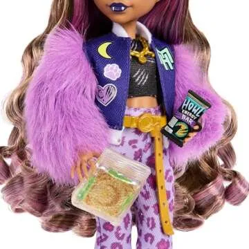 Monster High Clawdeen Wolf Doll with Pet Dog Crescent & Accessories Like Backpack, Planner, Snacks & More