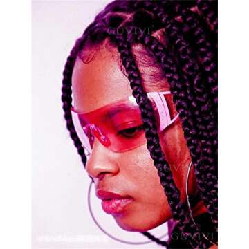 GUVIVI Wrap Around Y2K Sunglasses for Women Men Shield Flat Top Sunglasses Futuristic Frameless Gradient Lens Sun Glasses